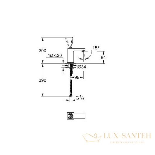 смеситель grohe eurocube joy 23656000 для раковины, хром