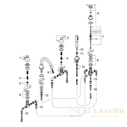 смеситель grohe grandera 19919ig0 для ванны, хром/золото