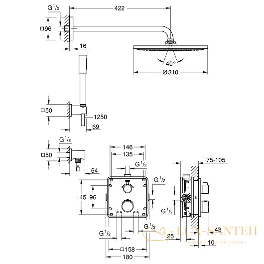 душевая система grohe grohtherm 34730000, хром