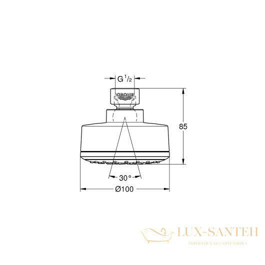 верхний душ grohe new tempesta cosmopolitan 100 26366001 7,6 л/мин, белый