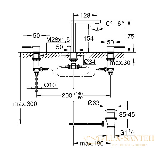 смеситель grohe plus 20301003 для раковины, хром