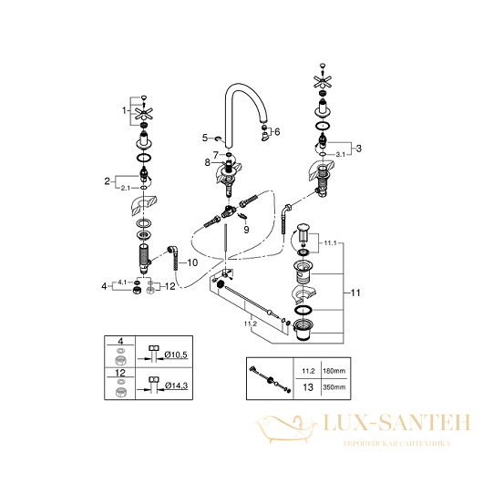 смеситель grohe atrio 20008dc3 для раковины, сталь