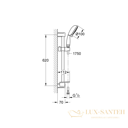 душевой гарнитур grohe new tempesta rustic 100 26086001, хром