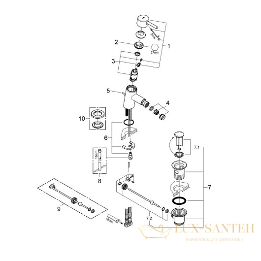 смеситель grohe concetto 32208001 для биде, хром