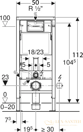 инсталляция для подвесного унитаза geberit duofix delta 458.163.21.1 с кнопкой смыва, хром