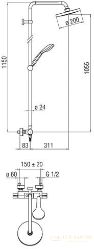 душевая система nobili abc 200, ab87030/30cr, цвет хром