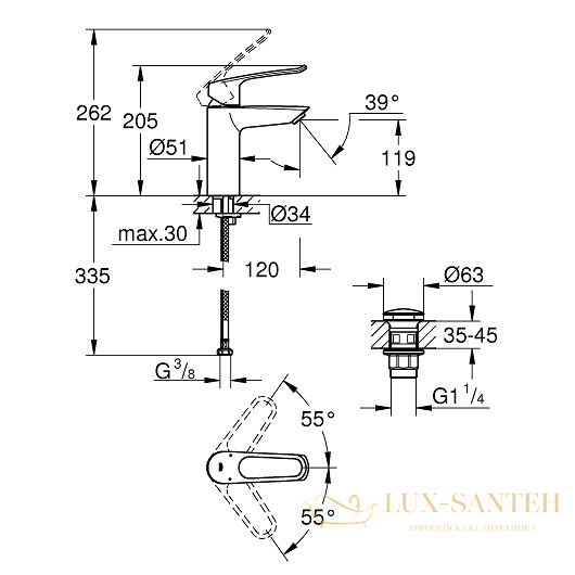 смеситель grohe eurosmart 23981003 для раковины, хром