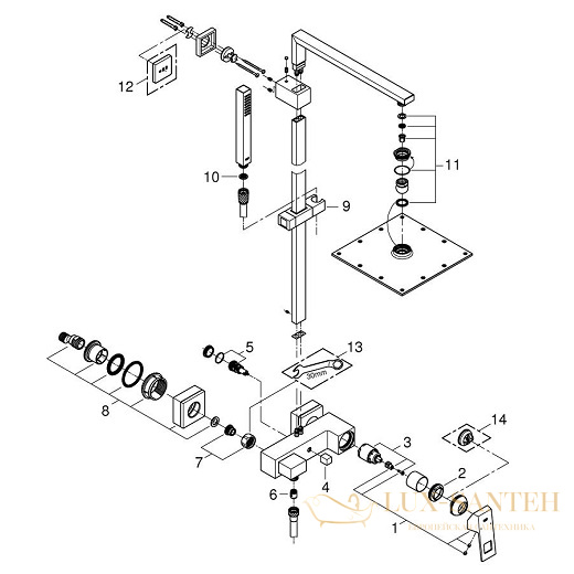 душевая система grohe euphoria cube 23147001, хром