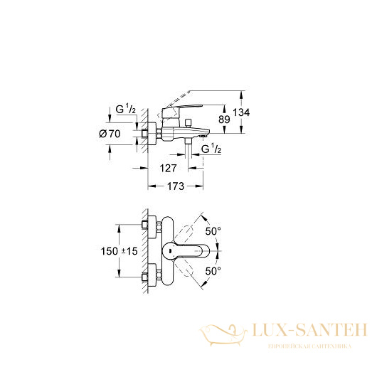 смеситель grohe eurostyle cosmopolitan 33591002 для ванны, хром