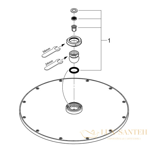 верхний душ grohe rainshower cosmopolitan 310 27477000, хром