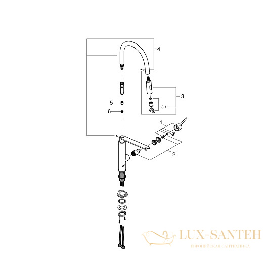 смеситель grohe concetto 31491000 для мойки, хром