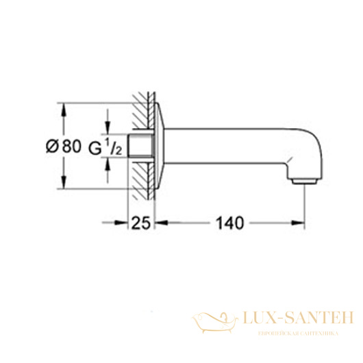 излив grohe bauclassic 13258000 для ванны, хром