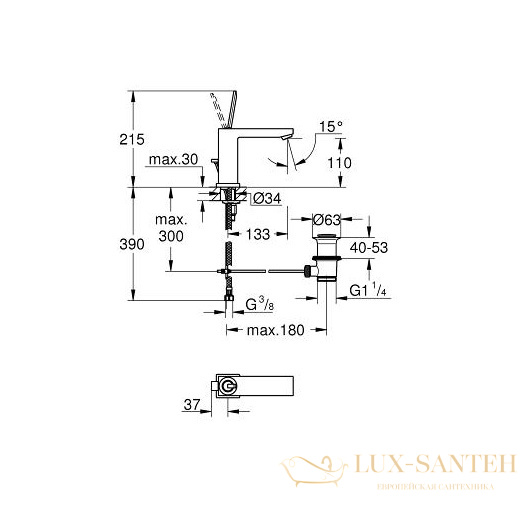 смеситель grohe eurocube joy 23657000 для раковины, хром