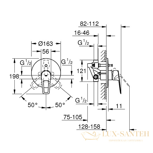 смеситель grohe bauloop 29081001 для ванны, хром