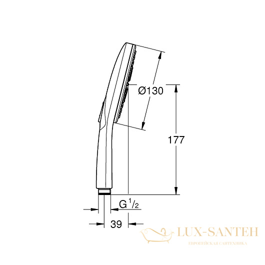 ручной душ grohe rainshower smartactive 130 26574gn0 9,5 л/мин, холодный рассвет матовый