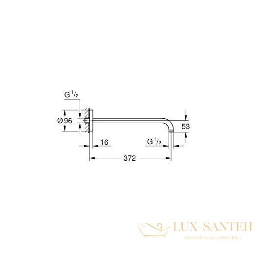 кронштейн для верхнего душа grohe rainshower 28982000, хром