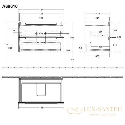 тумба под раковину villeroy & boch subway 2.0 a696 10 e8 787x520x449 мм, white wood 