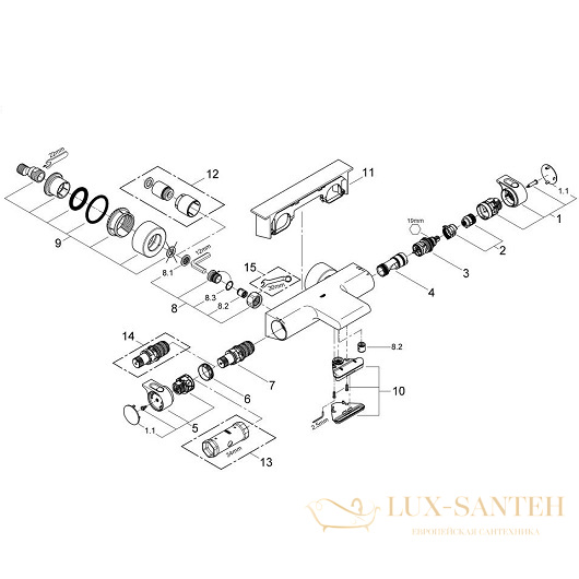 термостатический смеситель grohe grohtherm 2000 34464001 для ванны, хром