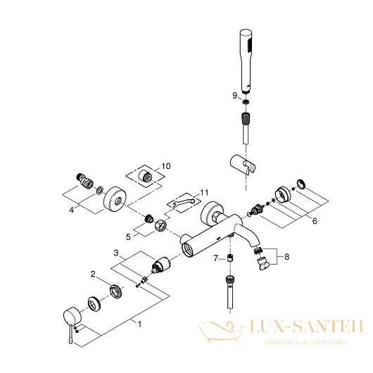 смеситель grohe essence 33628001 для ванны, хром