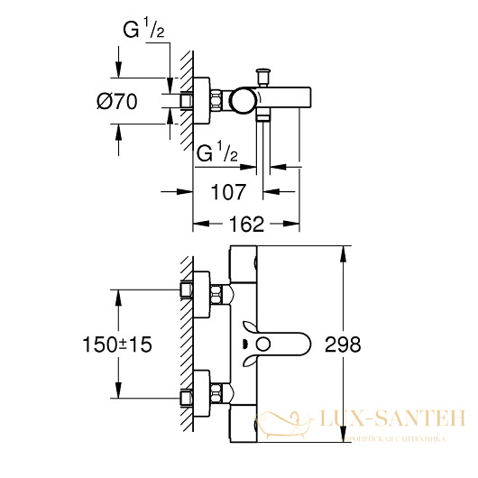 термостат grohe grohtherm cosmopolitan 800 34766000 для ванны, хром