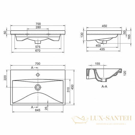 раковина belbagno bb-0321-70-lvb 70 см, белый