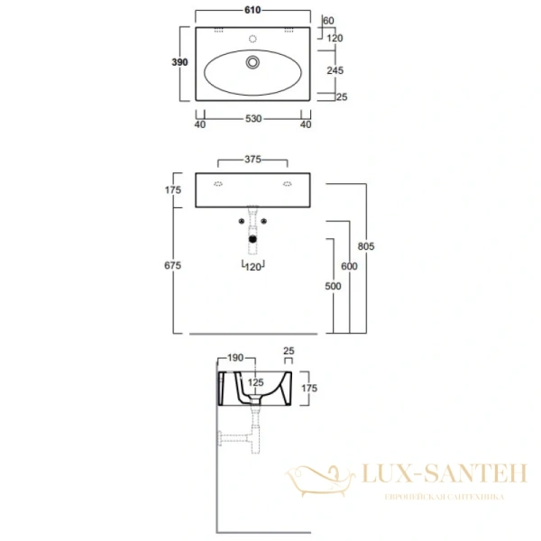 раковина simas lft spazio lft54bi 61x39 см, белый