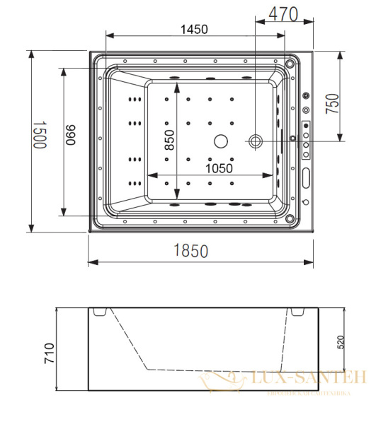 ванна акриловая гидромассажная gemy g9268 k, белый