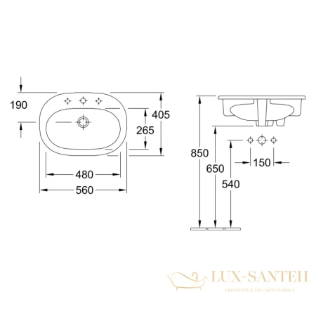 раковина villeroy & boch o.novo 41615601 56х40,5 см, альпийский белый