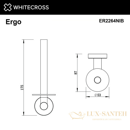 держатель запасного рулона туалетной бумаги whitecross ergo er2264nib, брашированный никель