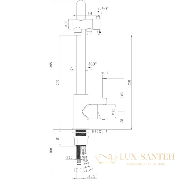 смеситель seaman barcelone ssl-5226-water для кухни, хром