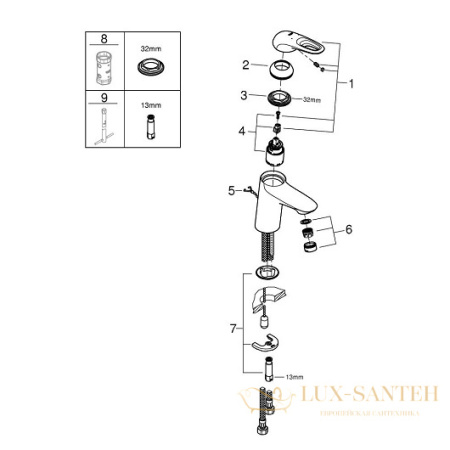 смеситель grohe eurostyle 33557003 для раковины, хром