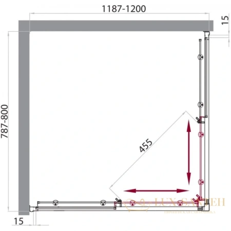 душевой уголок belbagno uno-ah-2 uno-ah-2-120/80-p-cr 120x80 см, стекло текстурное