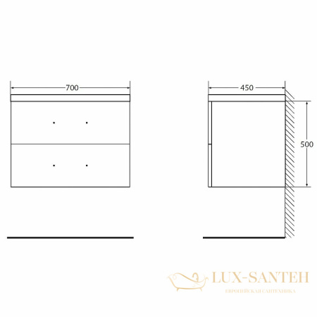 тумба под раковину belbagno aurora aurora-700-2c-so-rnn 70 см подвесная, rovere nebrasca nature