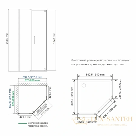 душевой уголок wasserkraft wiese 84p11 90х90 см 