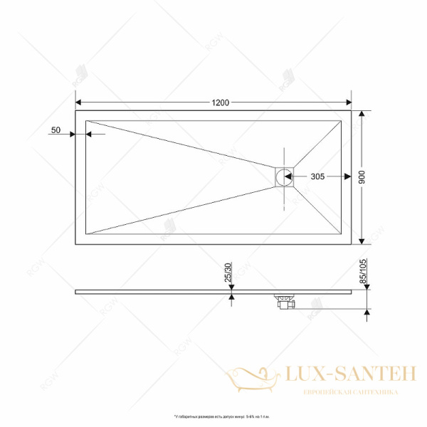 душевой поддон rgw stone tray 16152912-10 из искусственного камня st-co 120x90, бетон, цемент