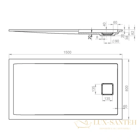 душевой поддон salini capri 120211g s-sense 150x80 см