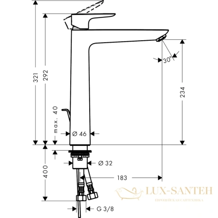 смеситель для раковины hansgrohe talis e 71716670, черный