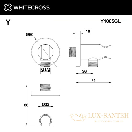 угловой соединительный элемент whitecross y1005gl, золото