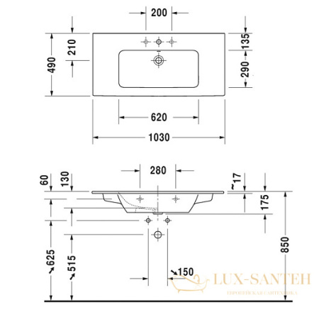 раковина duravit me by starck 2336100000 1030х490 мм, белый