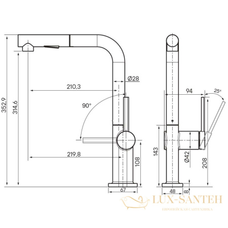 смеситель paulmark neo ne214419-bg для кухни, золотой матовый