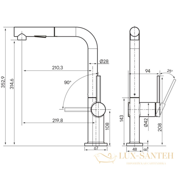 смеситель paulmark neo ne214419-bg для кухни, золотой матовый