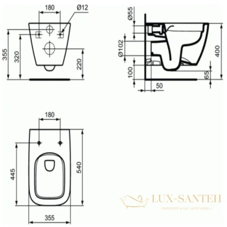 подвесной безободковый унитаз ideal standard i.life b t461401, белый