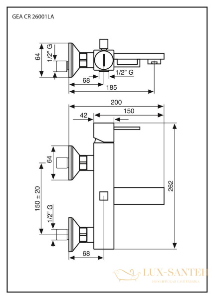 смеситель emmevi gea 26001l/a/cr для ванной, хром