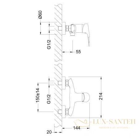 смеситель lemark linara lm0403c для душа, хром