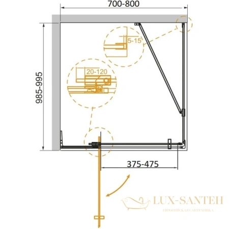 душевой уголок cezares slider-ah-1 slider-ah-1-100-70/80-c-cr 70-80x99,5 см, стекло прозрачное