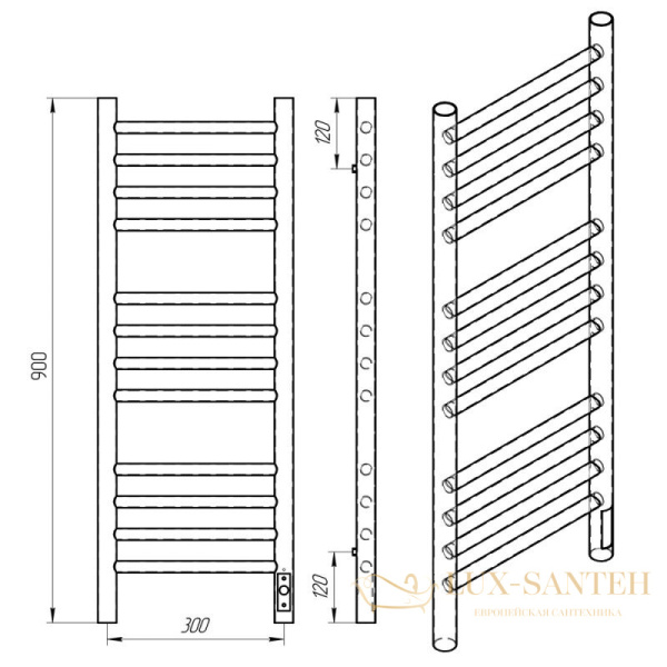 полотенцесушитель с/т laris лаванда чк п12 300/900 правый тэн 73207619, белый