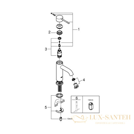 смеситель grohe essence 23590001 для раковины, хром