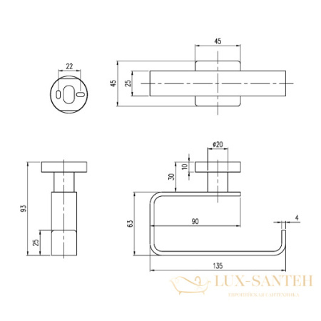 бумагодержатель villeroy & boch elements-striking tva152014000k5, черный матовый