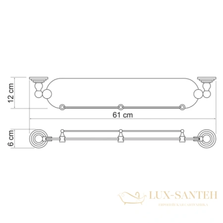 полка стеклянная wasserkraft ammer k-7044 61 см, никель