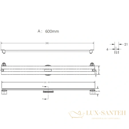 душевой канал berges super slim 090152 600 мм, матовый хром